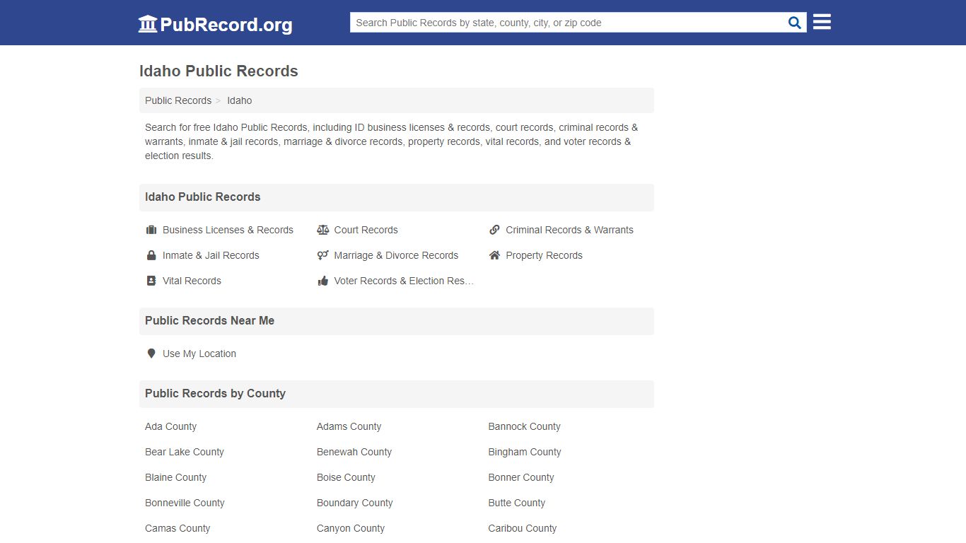 Free Idaho Public Records - pubrecord.org